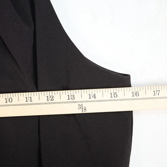 Halston Womens Black Halter Satin Trim Mini Cocktail Dress Front Key Hole Size 8 - Picture 5 of 13